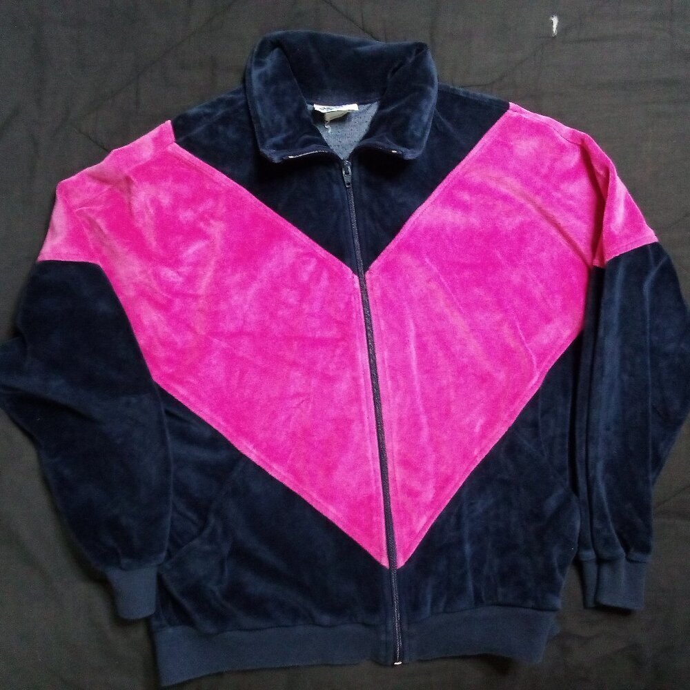 Vintage White Stag Sport Chevron Velveteen Track Jacket